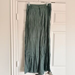 Green Satin Aerie Pants
